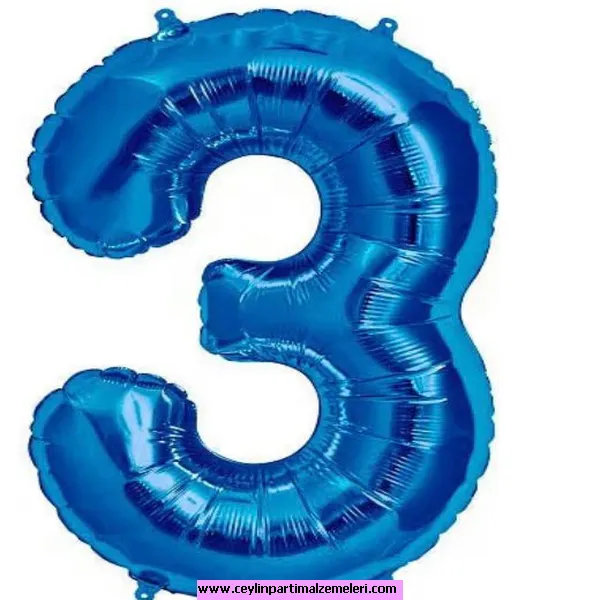 3 Rakam Lacivert Folyo Balon